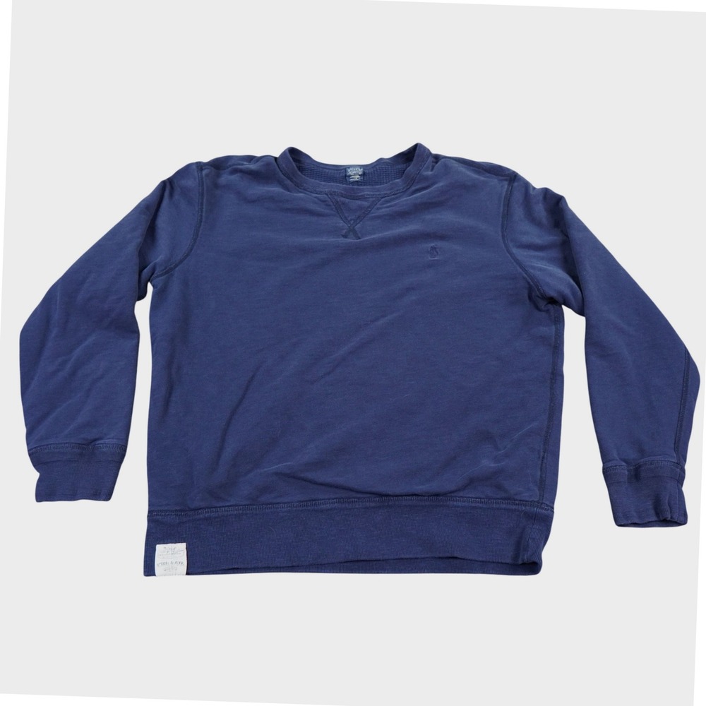 VTG Polo Ralph Lauren Waffle-Knit Thermal Sweatshirt Large Blue Crewneck Logo